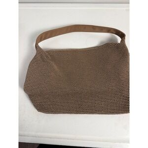 The Sak Crochet Shoulder Bag Tan Hobo Style Top Zip Closure